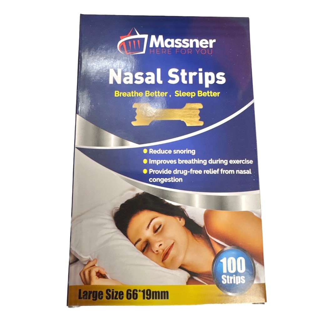 Massner Nasal Strips Large Tan 100 Count Drug-Free Snoring & Congestion Relief